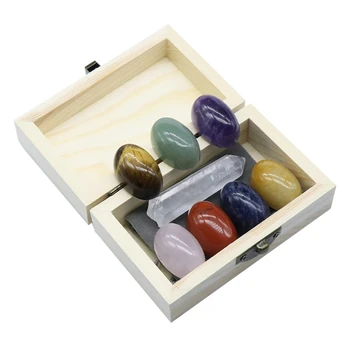 Комплект бижута от разноцветни овални камъни с полирани чакри за балансирующей терапия, Медитация плавателни съдове за Декорация на дома