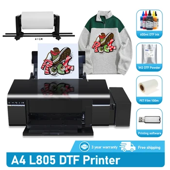 Принтер A4 DTF DTF Impresora A4 с Устройство за подаване на ролята на Epson L805 Печатна машина за тениски на тъкани A4 DTF Transfer Film Printer
