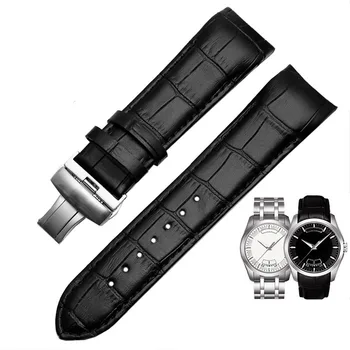 Каишка от естествена кожа за часовници T035 627A/617/407 мъжки каишка за часовник с разтегателен цип 22 мм, 23 мм, 24 мм гривна часовник