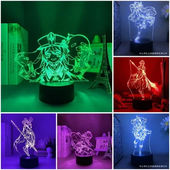 Нов лека нощ Genshin Impact с игрални фигурки на Yae Miko, акрилна стойка за 3D, настолна лампа, акрилни нощна лампа Kids Git