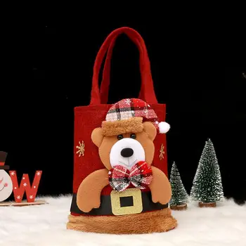 Изискана Коледна чанта през рамо, коледна чанта с голям капацитет, с анимационни Дядо Коледа, снеговиком и лосем за детски подаръци