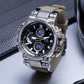 Мъжки многофункционални улични часовници UTAHI CE108, водоустойчиви спортни електронни часовници с двоен дисплей, часовник от сплав