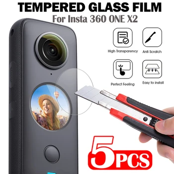 5шт Защитен слой от Закалено Стъкло за Insta360 One X2 за Екшън камери Insta 360 Защитно Фолио от Надраскване