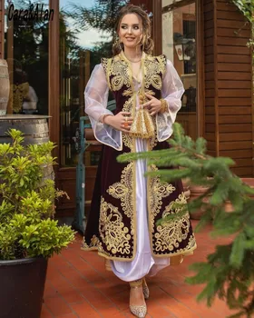 Традиционните косовоалбанские Caftans и панталони Тунизийската Вечерни рокли от 2021 Година С Дантелен Аппликацией Robe De Soirée De Mariage Рокли за бала