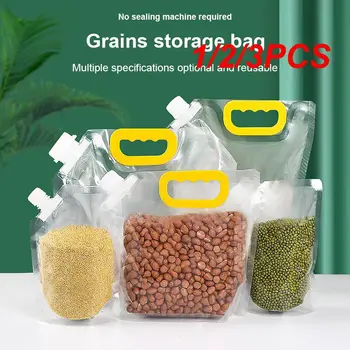 1/2 /3ШТ Кухненски чанта за съхранение на зърно, влагоустойчив, отговарят на високи фланец джоб, защитен от насекоми, Прозрачен Преносим Кухненски пакет за пресни продукти