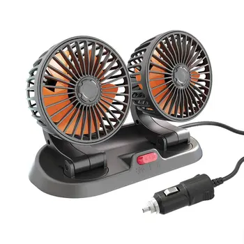 Авто вентилатор USB с двойна глава, регулируема на 360 градуса въздушно охлаждане, Силен вятър, безшумен въздушен вентилатор, двухскоростной охладител, електрически вентилатор