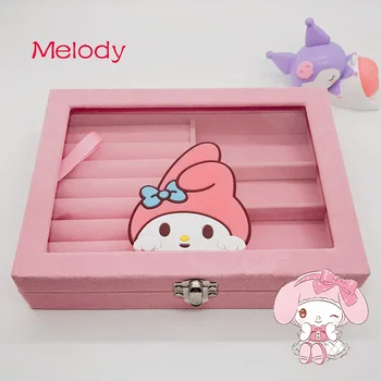 Kawai Санрио Аниме Hello Kitty Cinnamoroll Кутия За Съхранение На Бижута My Melody Kuromi Сладко Мультяшное Огърлица, Пръстен Кутия За Аксесоари