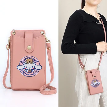 Мультяшная чанта за мобилен телефон Cinnamoroll Kawaii Sanrio Kuromi Модерна чанта-месинджър Модни проста чанта през рамо с голям капацитет