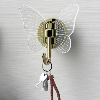 2 елемента Творчески Луксозни Куки-пеперуди, държач за ключове, стенни закачалка за дрехи, украса на дома, Баня, Кухня, кука без перфорация
