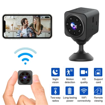 Мини-камера 1080P WIFI HD, безжични видеокамери за домашно сигурност, помещение за мониторинг на телефона, Двупосочен домофонна система, отдалечен преглед на радионяни
