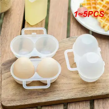 1 ~ 5ШТ Творчески кутия за съхранение на яйца, 2 Окото Контейнер за съхранение на яйца, Пластмасови и Практични Държачи за опаковка на яйца за кейса с фиксирана дръжка