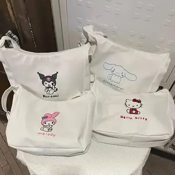 Опаковка Sanrio голям капацитет Холщовая чанта с бродерия Здравейте Кити Kuromi Melody Cinnamoroll Скъпа преносима чанта с Подаръци за рожден ден