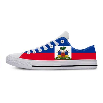 Хаити-Хаити флаг Патриотическая гордост Модни популярна ежедневна тъканта, обувки С нисък покрив, Удобни дишащи мъжки и дамски маратонки с 3D-принтом
