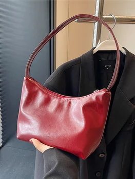 Червена дамска чанта от лачена кожа под мишниците, нова лъскава Корея чанта на едно рамо, обикновена и Шикозни Дизайнерски сватбени чанти