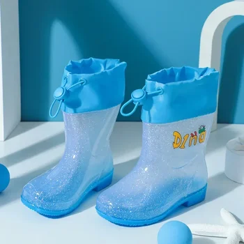 Модни непромокаеми обувки за момчета и момичета, леки, водоустойчиви и нескользящие непромокаеми обувки, прозрачни непромокаеми обувки, детски водоустойчив обувки