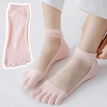 Летни тънки Чорапи с пет пръста, дамски чорапи с 5 цепки, Кристална коприна, Прозрачен окото, Дишаща Чорап на щиколотке срещу лятото