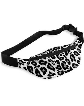 Черно-бяла Поясная чанта с текстура на кожата на леопард, женски Мъжки скута чанти, поясная чанта с голям капацитет, мъжки нагрудная чанта през рамо, Унисекс