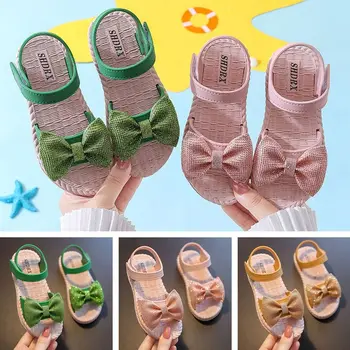 Нескользящая лятна детски обувки на принцесата, Красиви детски обувки за момичета с пеперуда и лък, плажни сандали за деца
