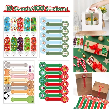 100шт Коледните и Запечатване на етикети Кутия за торта печене Етикети с мультяшными животни Опаковъчна кутия DIY Декоративни стикери