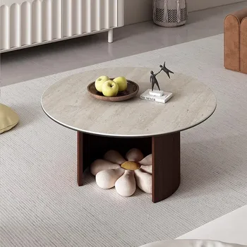 Минималистичен мраморна масичка за кафе дървен модерен диван, маса за хранене от страна на дивана Модерен маса за спалня е Основна мебел за всекидневната